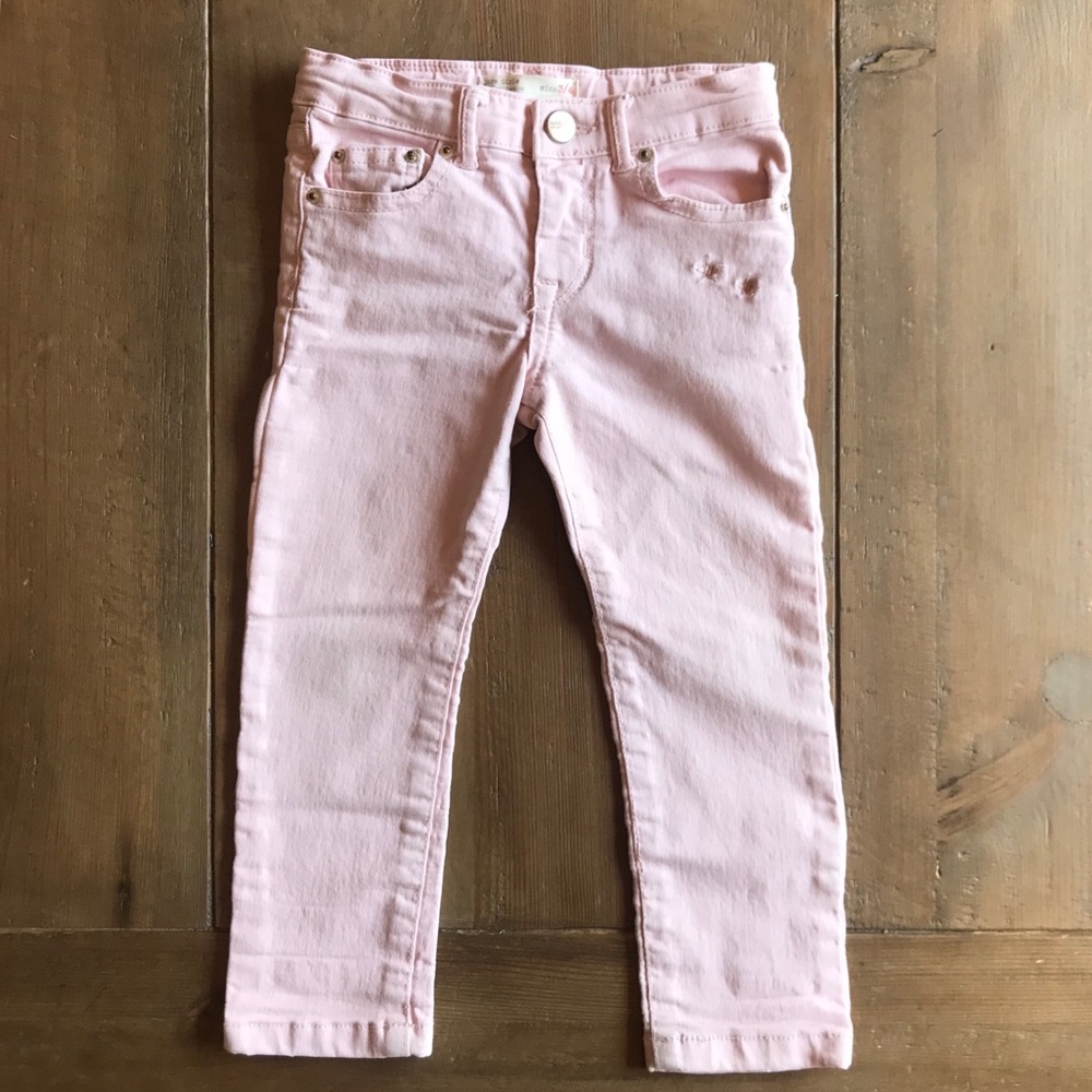 Zara girls light pink jean pants 3/4